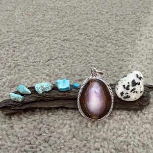 Handmade in Bali Sterling Silver and Purple Shell Pendant